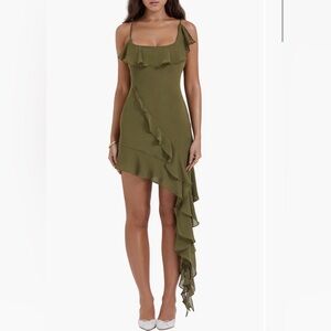House of CB Khaki Ruffle Mini Dress